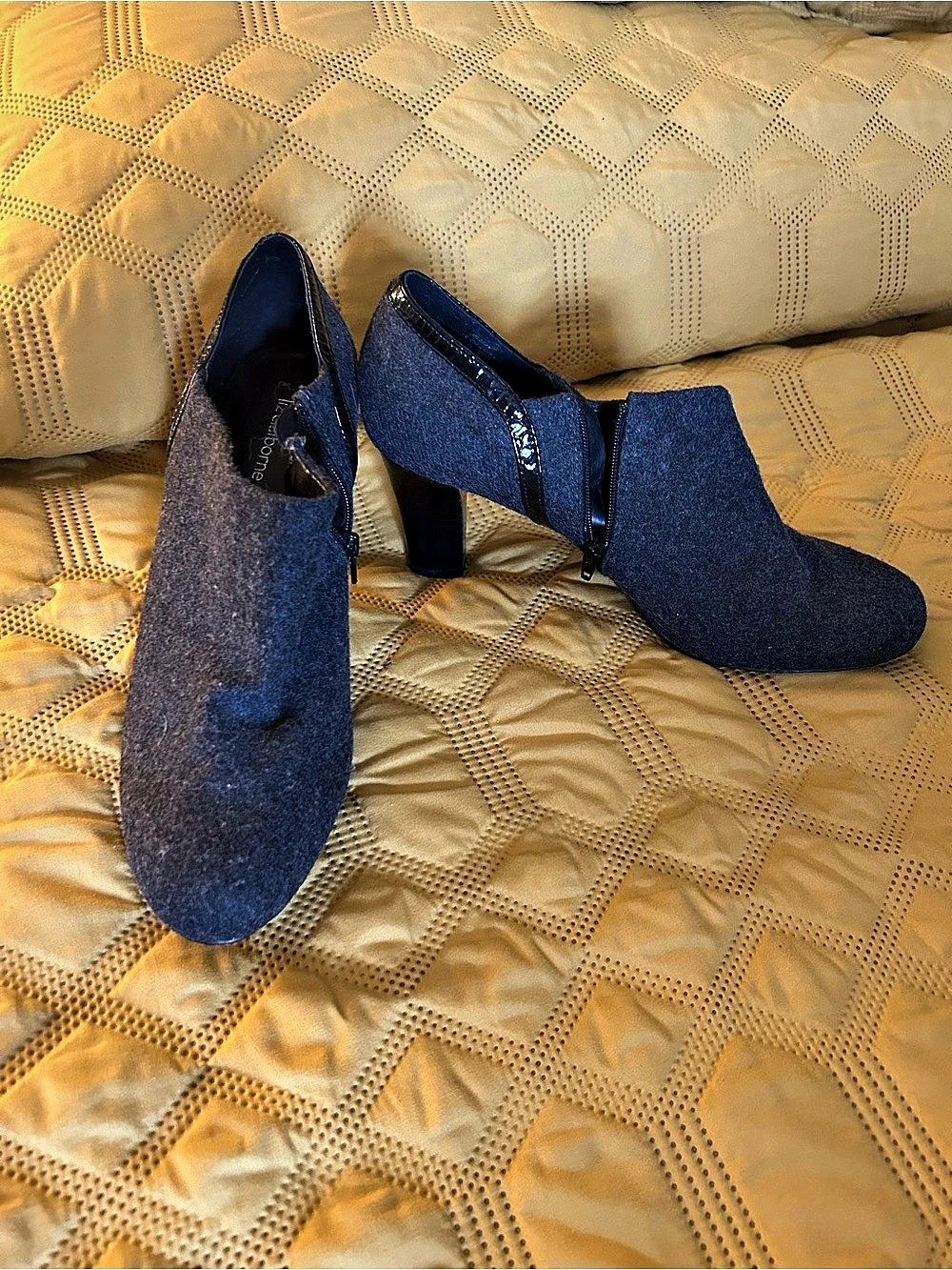 Liz Claiborne Grey Zip Ankle Strap Heels